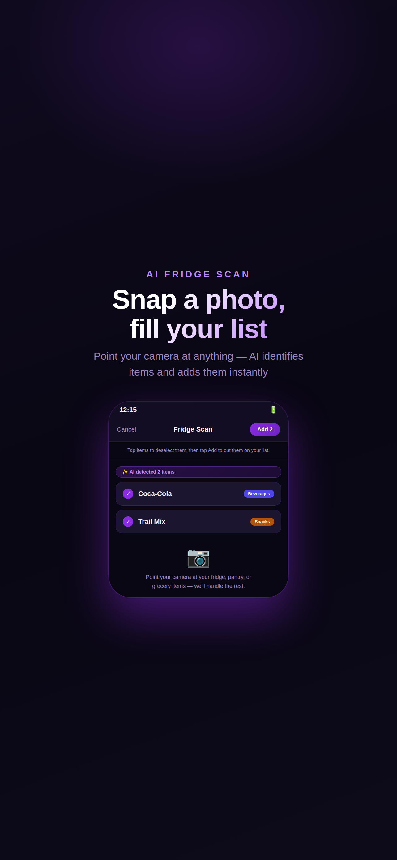 MagicGrocer AI fridge scan feature